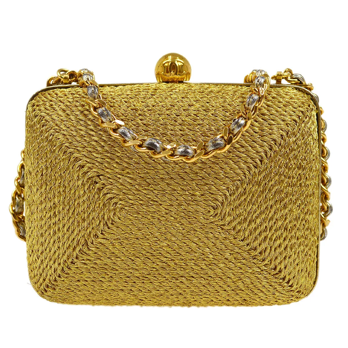 Chanel 1998 Woven Evening Bag Gold