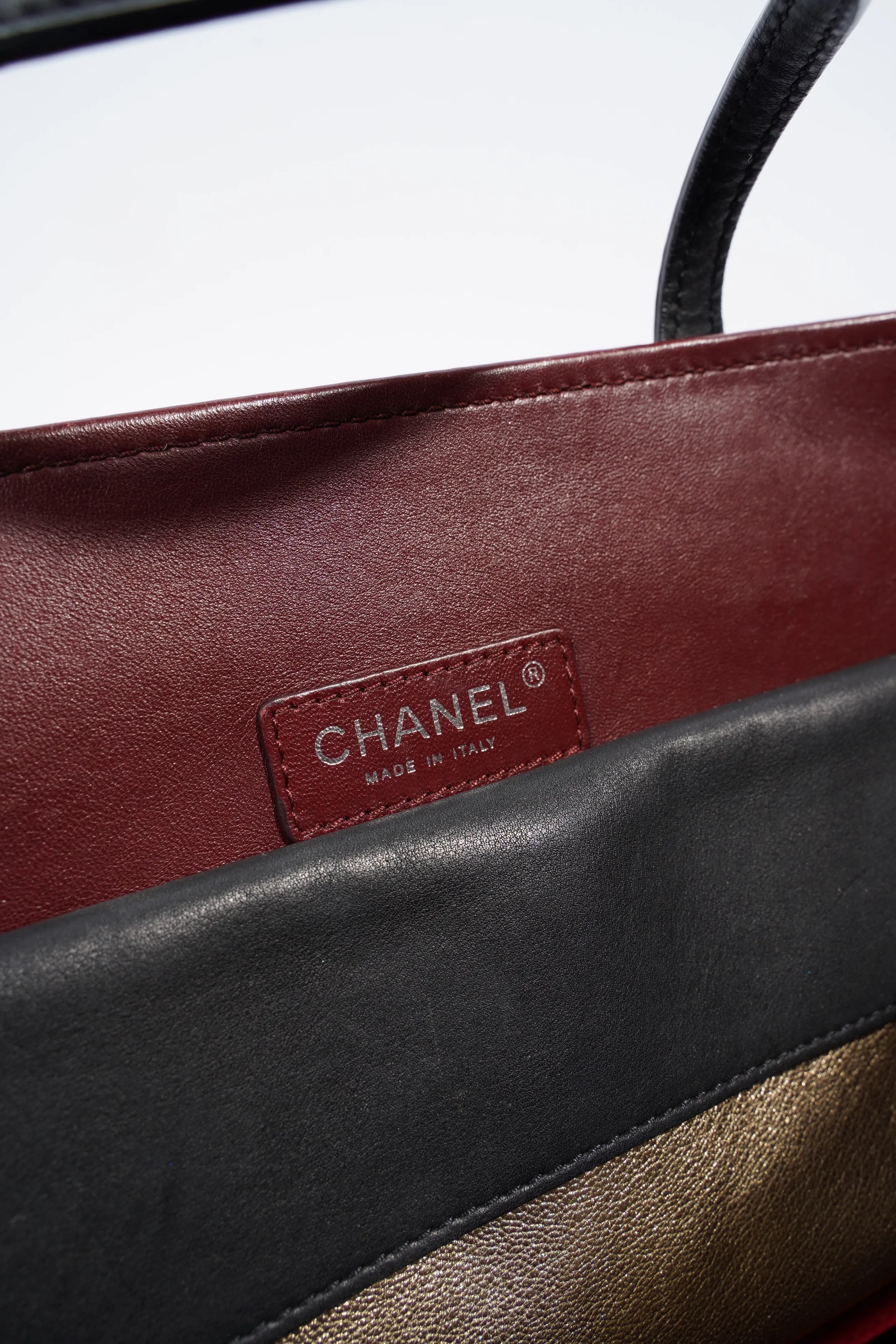 Chanel CC Charm Chain Shopping Tote Black Calfskin Leather Large