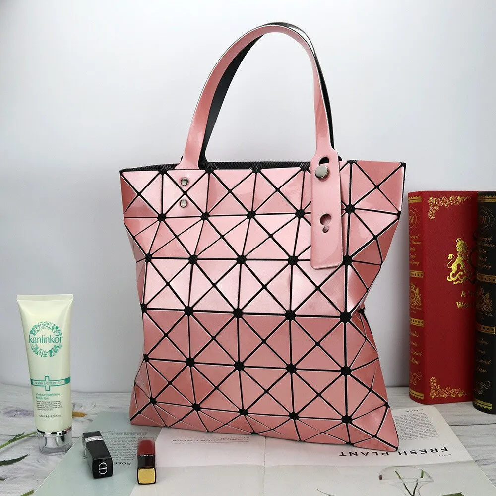 Christmas Gift New Bright Face Pu Fashion Geometric Rhombic Hand-held Women's Bag In Summer Of 2021 New Handbags Women Shoulder Bags