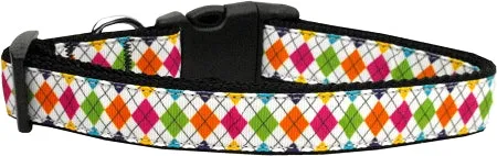 Colorful Argyle Nylon Dog Collar Xs