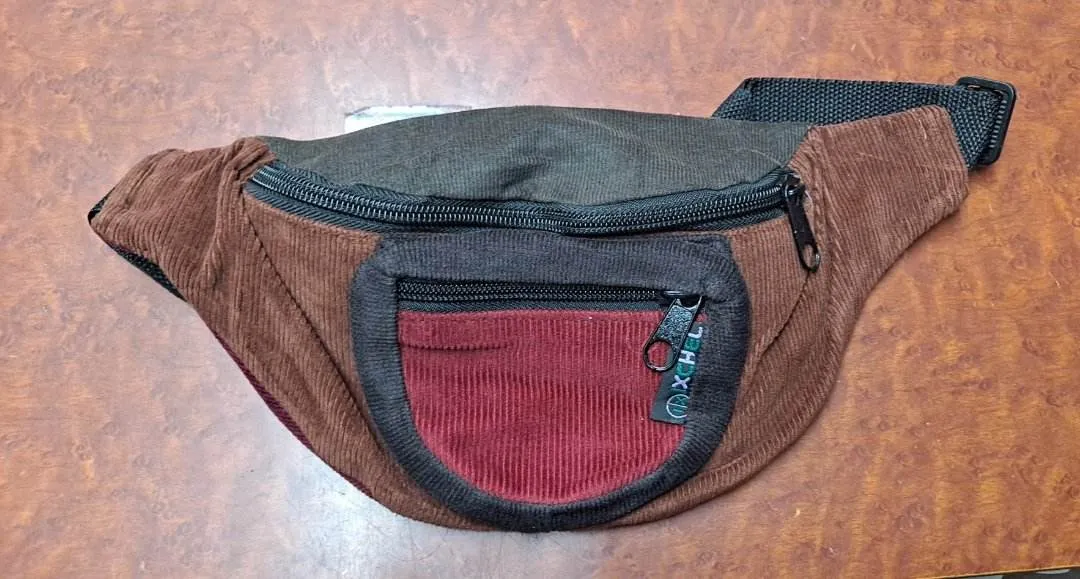 Corduroy Patchwork Rounded 3-Pocket Fanny Pack
