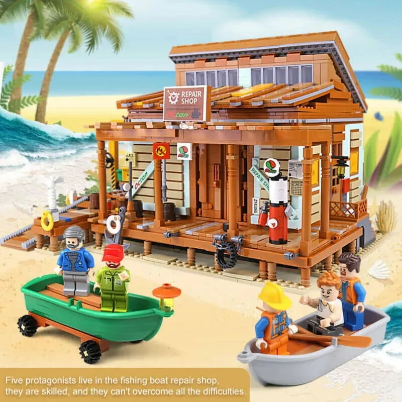 Creator Expert MOC Old Fishing Shipyard Bricks Toy