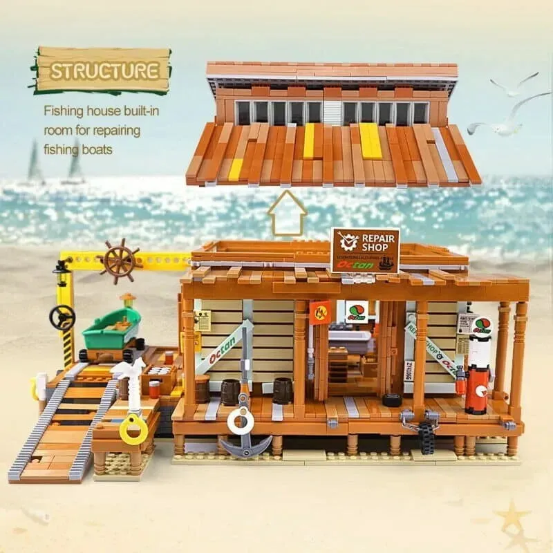 Creator Expert MOC Old Fishing Shipyard Bricks Toy