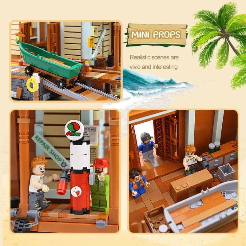 Creator Expert MOC Old Fishing Shipyard Bricks Toy