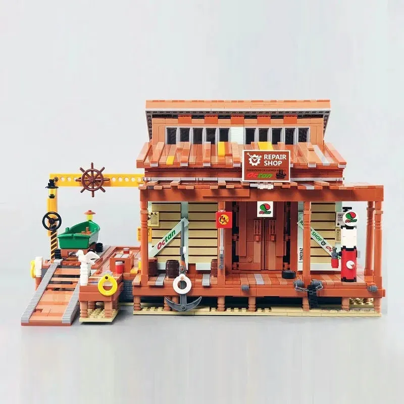 Creator Expert MOC Old Fishing Shipyard Bricks Toy