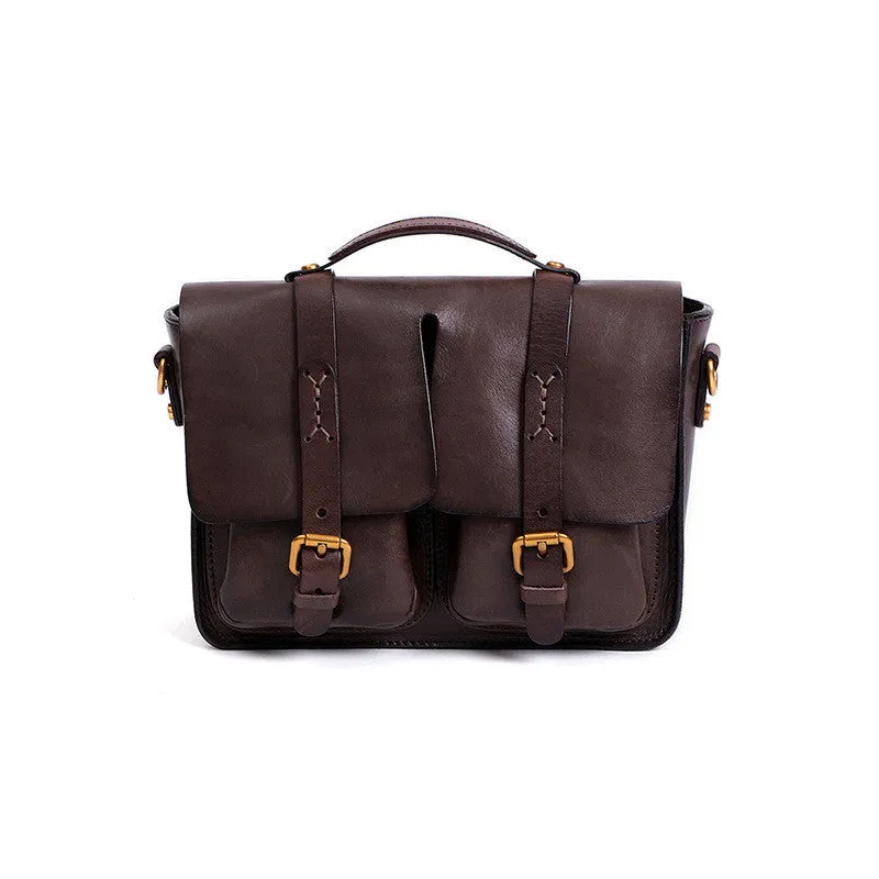 Crossbody Design Bag Retro First Layer Cowhide Handbag Trendy Shoulder Bag
