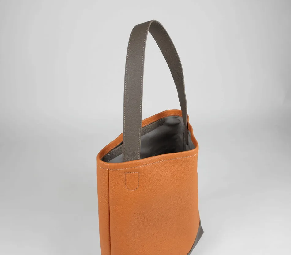 Cute Womens Gray Leather Shoulder Tote Bag Best Tote Handbag Shopper Bag Purse for Ladies