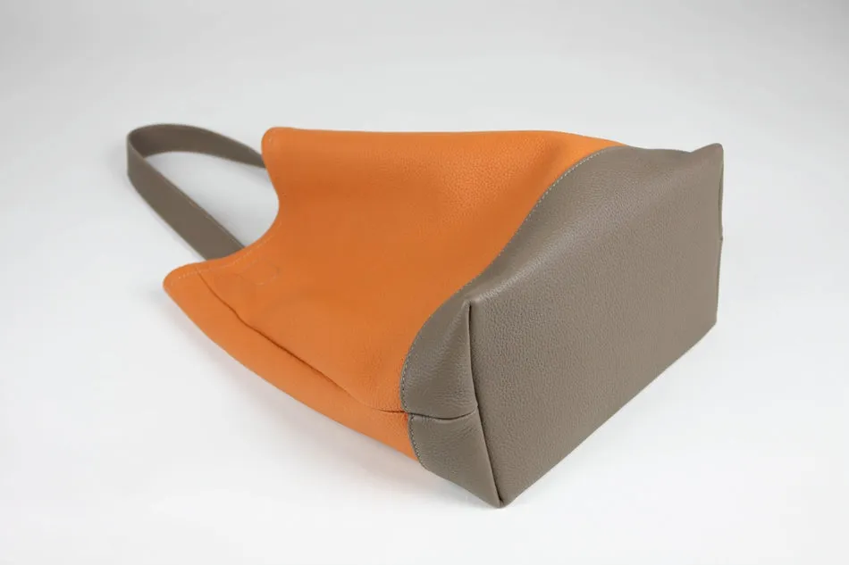 Cute Womens Gray Leather Shoulder Tote Bag Best Tote Handbag Shopper Bag Purse for Ladies