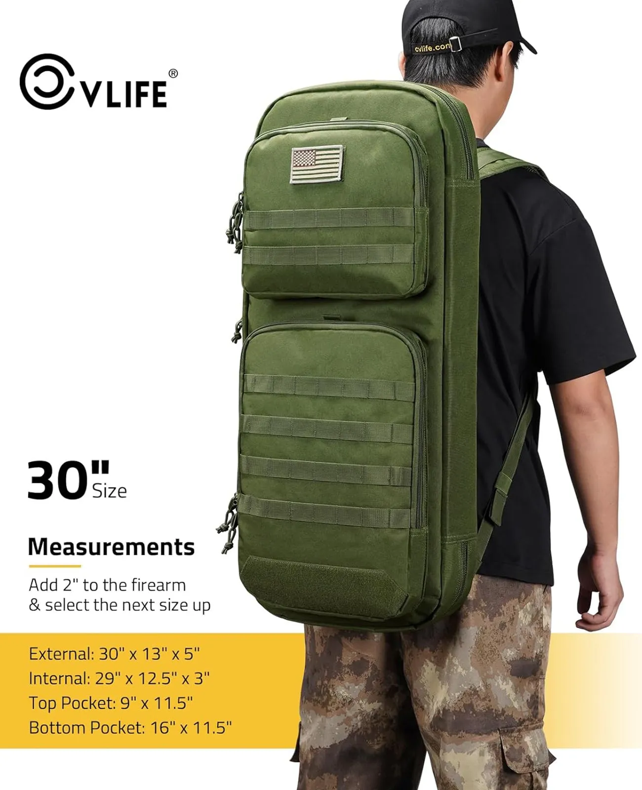 CVLIFE 30" Tactical Gun Bag Rifle Backpack