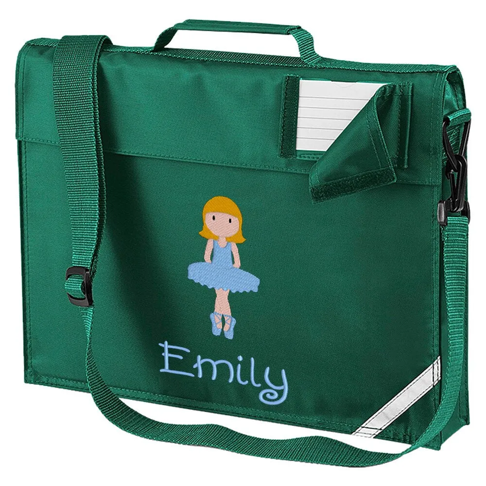 Dancer Personalised Book Bag ,Embroidered Junior Bookbag with strap