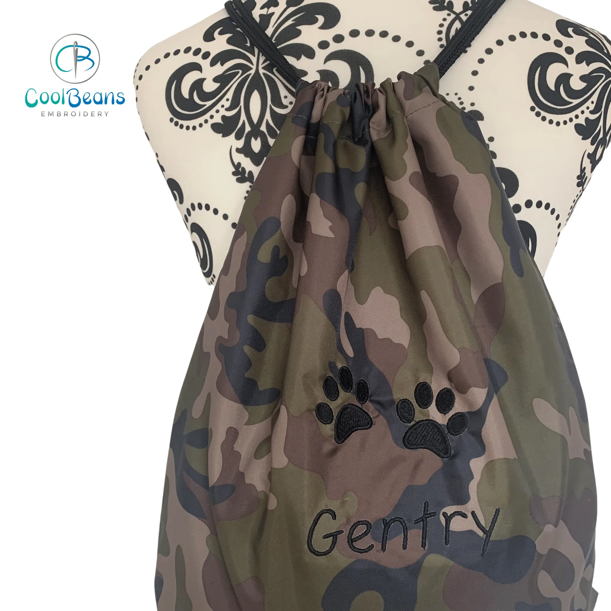 Dog Paws Drawstring Gym Bag - Personalised