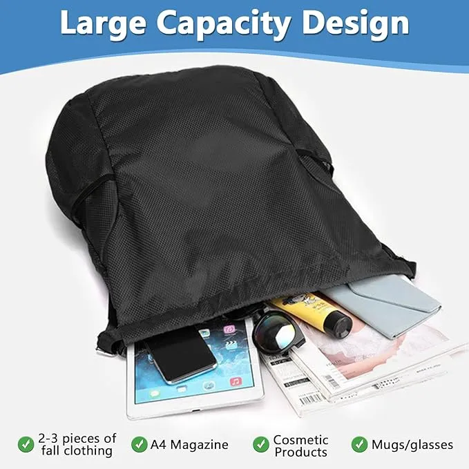 Drawstring Bag Waterproof Swim PE Bag Unisex Large Sports String Backpack Oxford Fabric Gym Sack for School Travel Swimming Holidays Climbing Hiking (50 * 44)