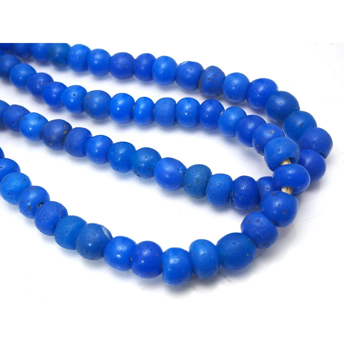 Dutch Cerulean Blue Hand Wound Beads 18th-19th Century Dogon Heirloom Beads / Necklace
