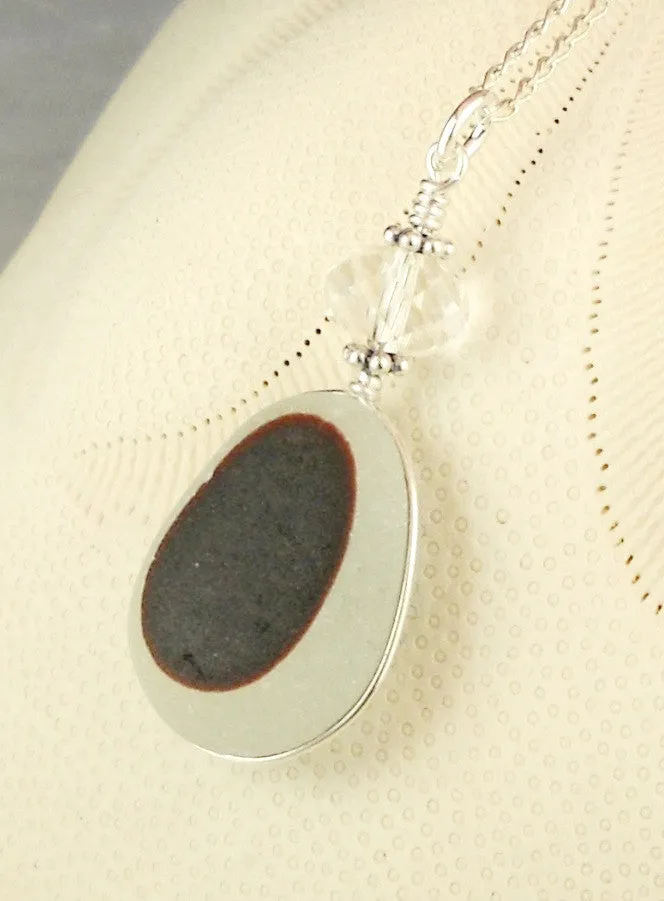 Eco Friendly GENUINE Deep Maroon English Sea Glass Necklace