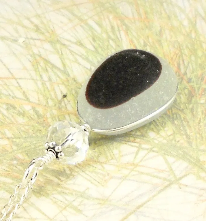 Eco Friendly GENUINE Deep Maroon English Sea Glass Necklace