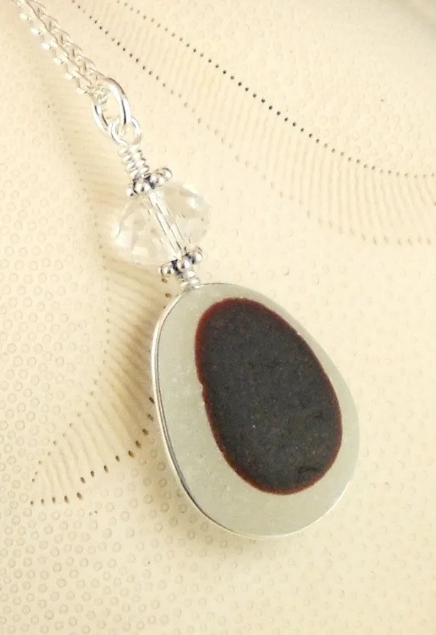 Eco Friendly GENUINE Deep Maroon English Sea Glass Necklace