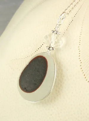 Eco Friendly GENUINE Deep Maroon English Sea Glass Necklace