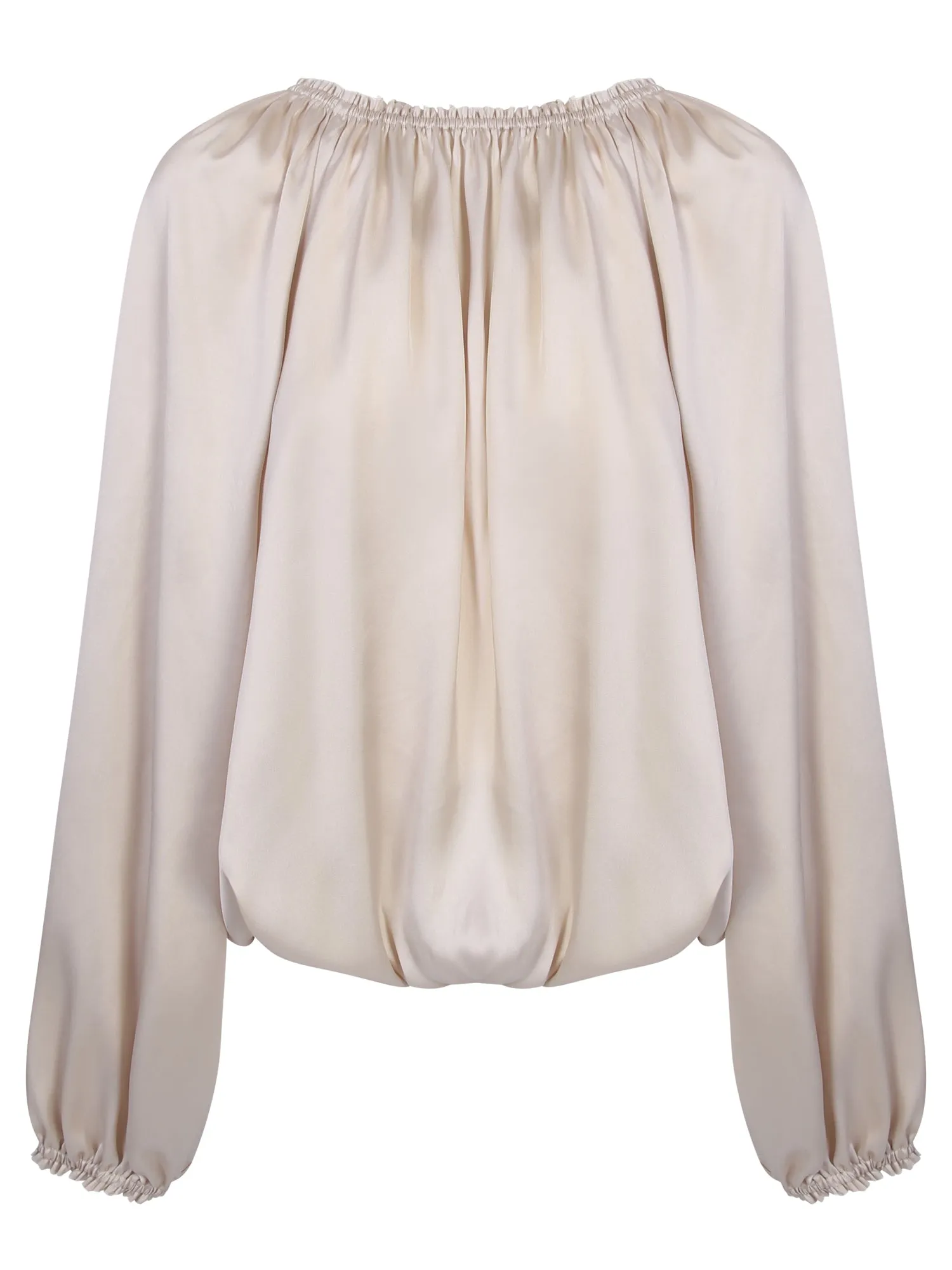 Elasticated details ivory blouse