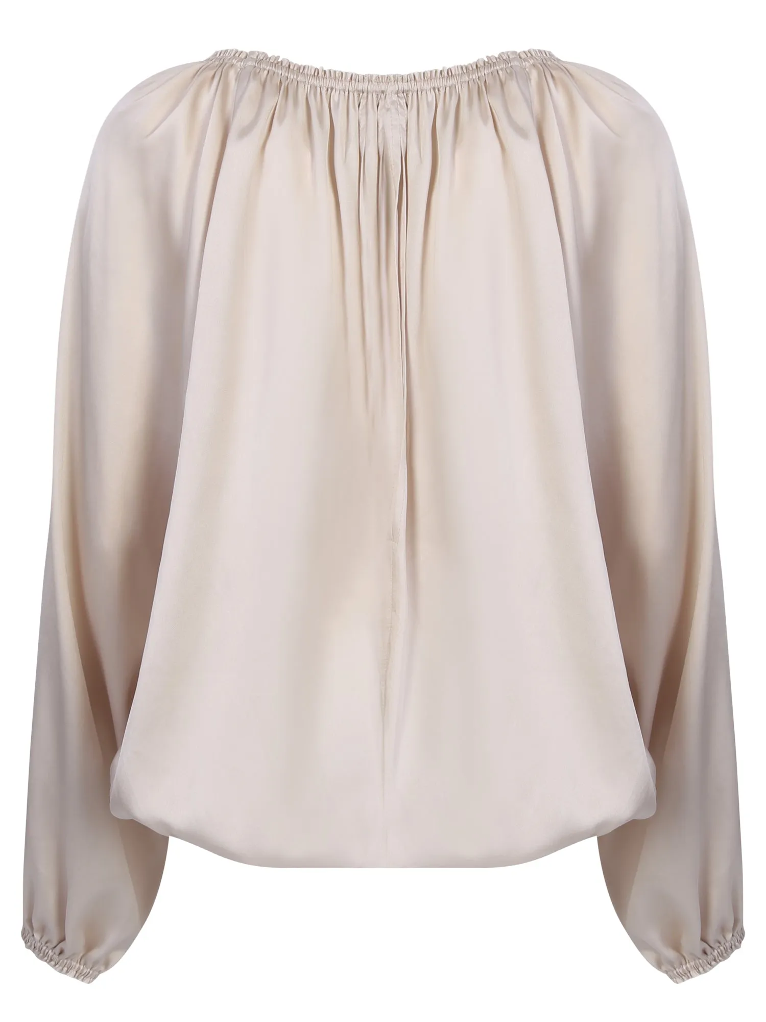Elasticated details ivory blouse