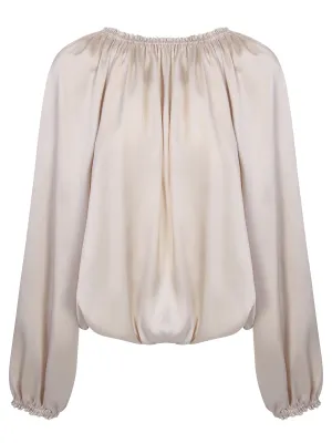 Elasticated details ivory blouse