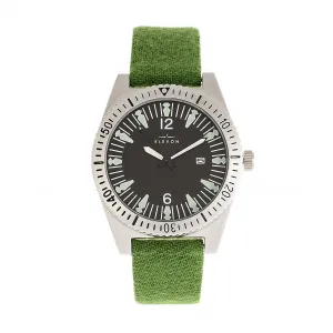 Elevon Jeppesen Pressed Wool Leather-Band Watch w/Date - Green