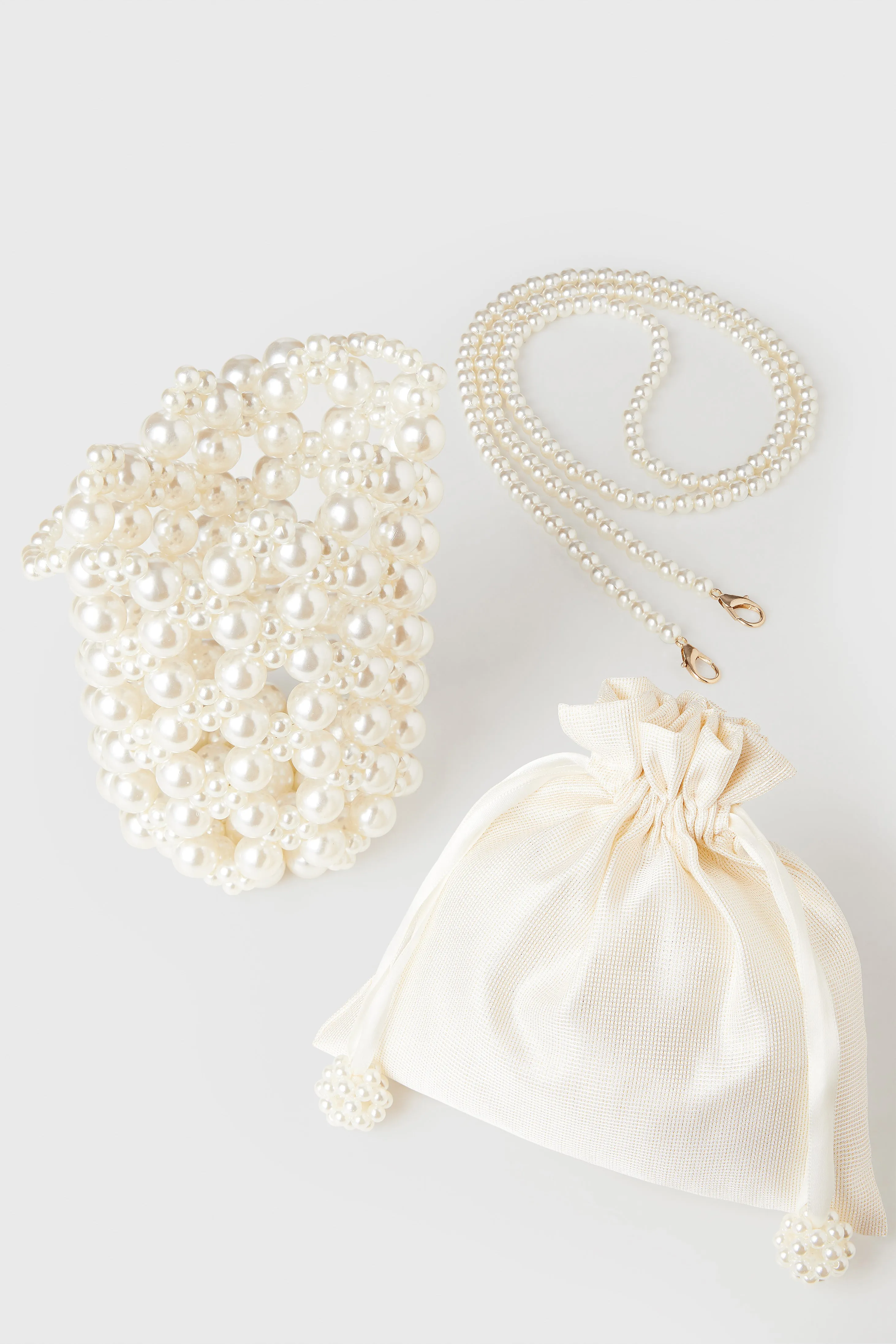 Embellished Pearl Reticulated Evening Handbag