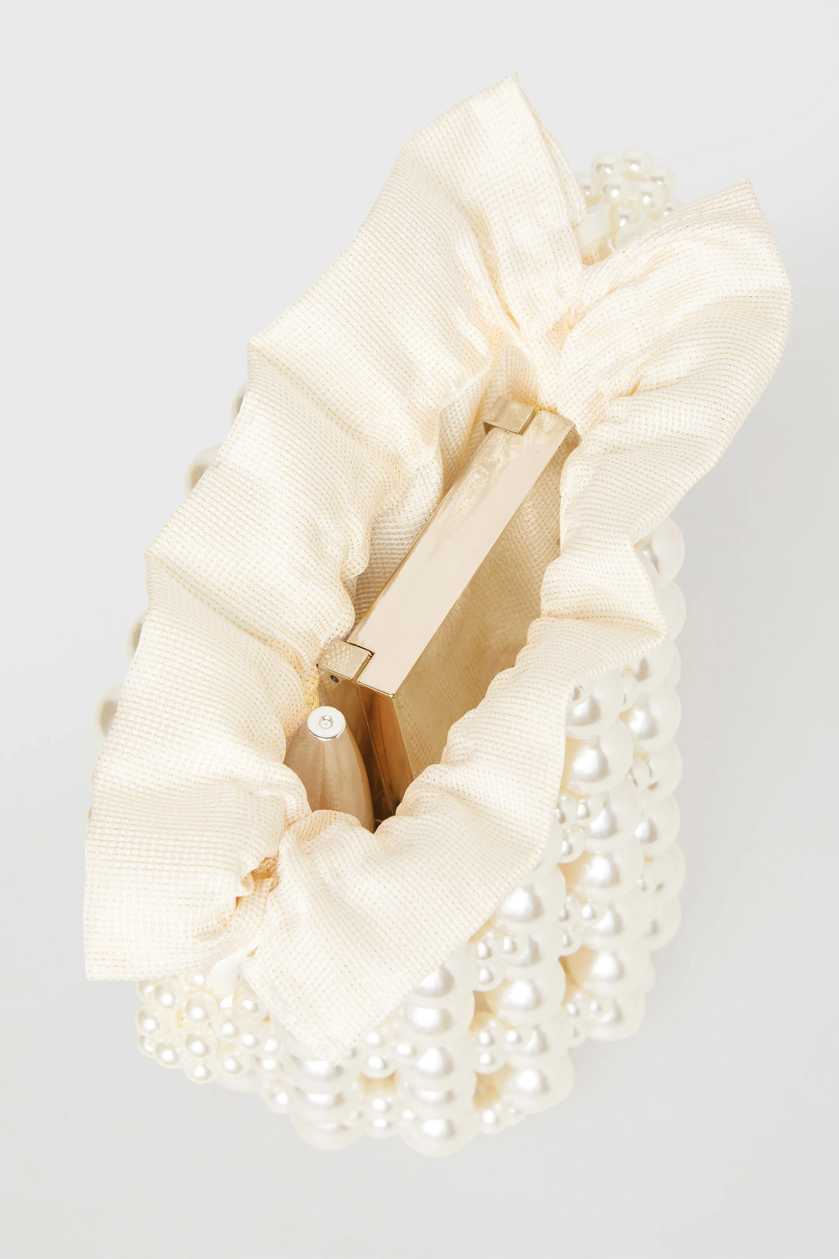 Embellished Pearl Reticulated Evening Handbag