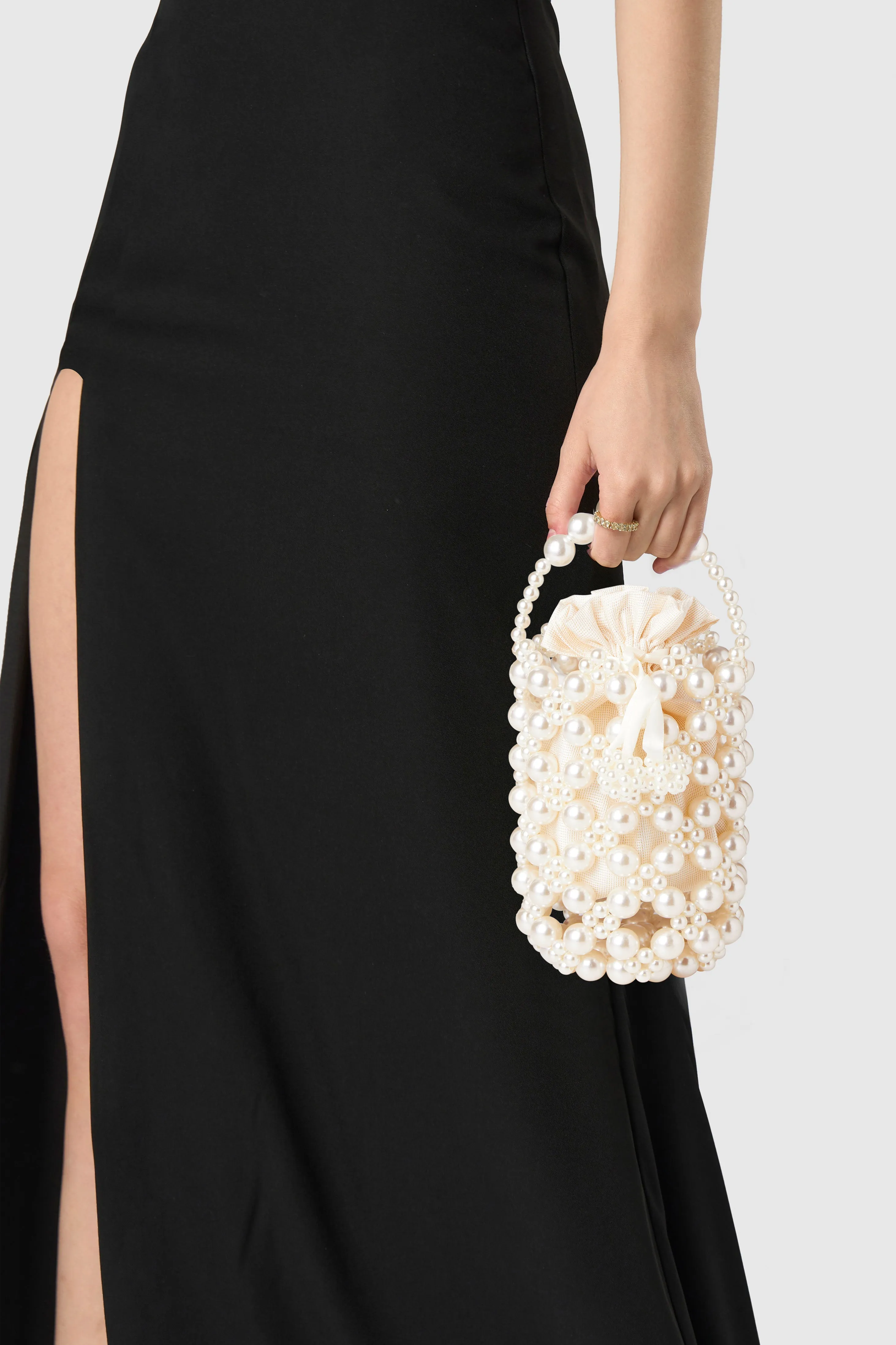 Embellished Pearl Reticulated Evening Handbag