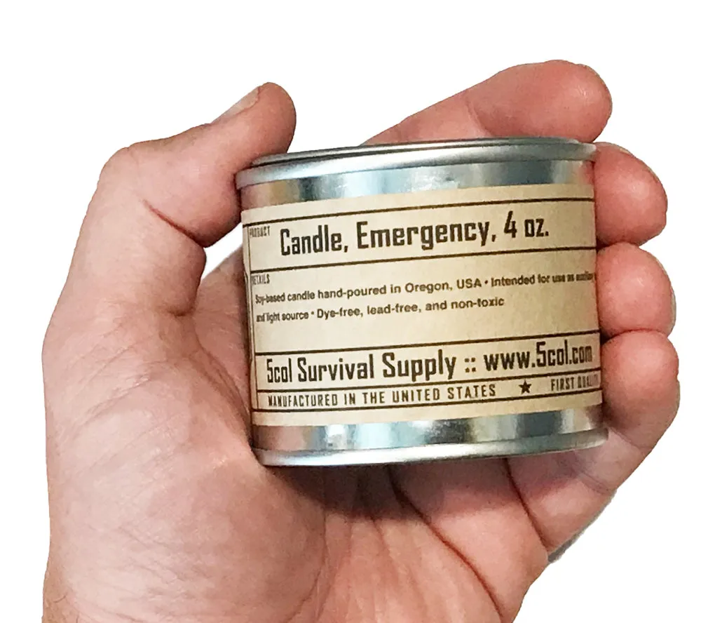 Emergency Candle, Soy-based, 4 oz. - 5col Survival Supply