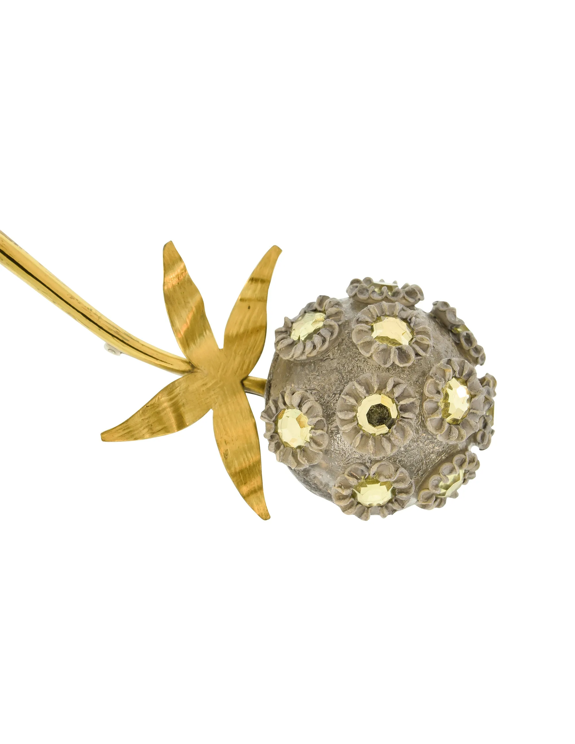 Fabrice Vintage Grey Brass Dandelion Flower Brooch Pin