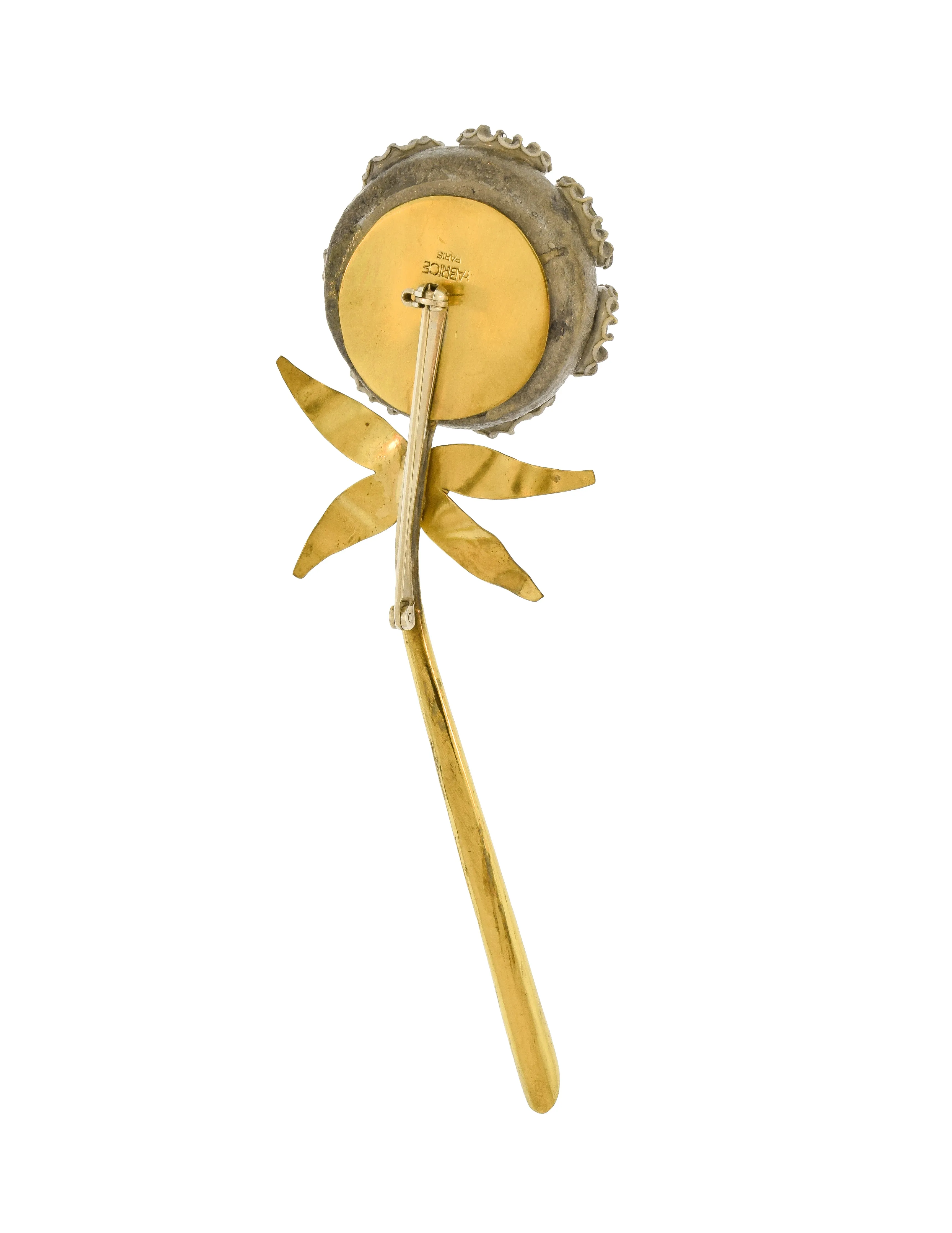 Fabrice Vintage Grey Brass Dandelion Flower Brooch Pin