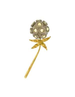 Fabrice Vintage Grey Brass Dandelion Flower Brooch Pin