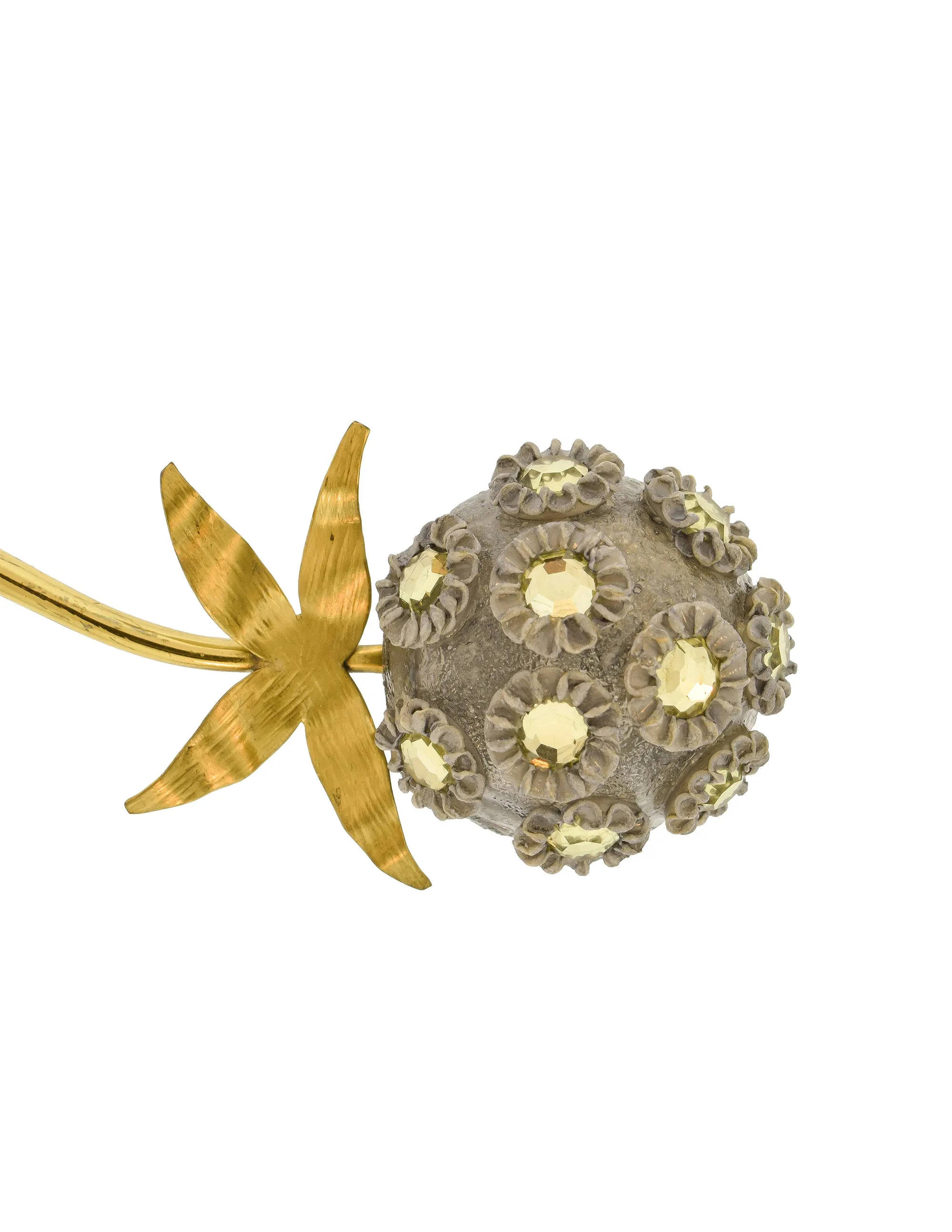 Fabrice Vintage Grey Brass Dandelion Flower Brooch Pin