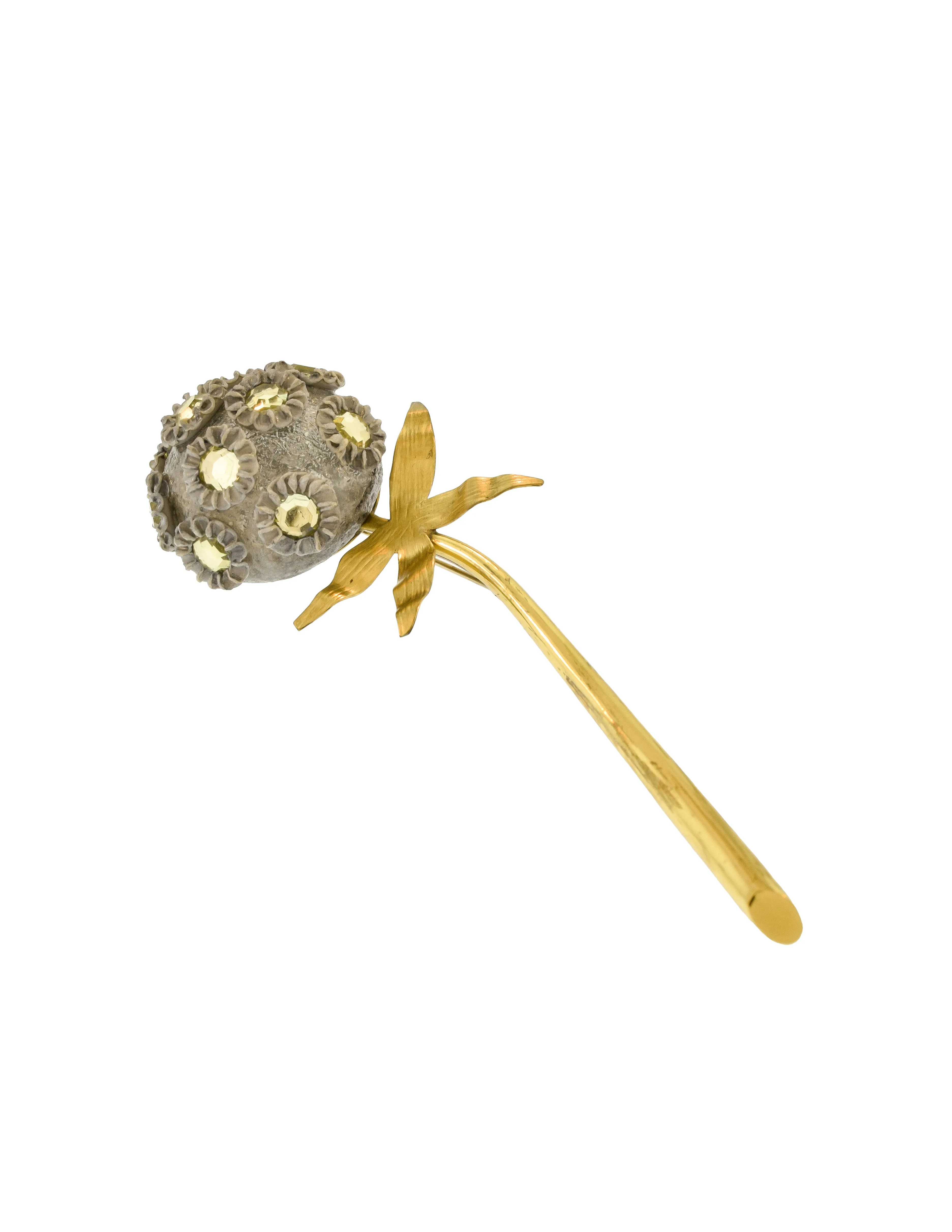 Fabrice Vintage Grey Brass Dandelion Flower Brooch Pin