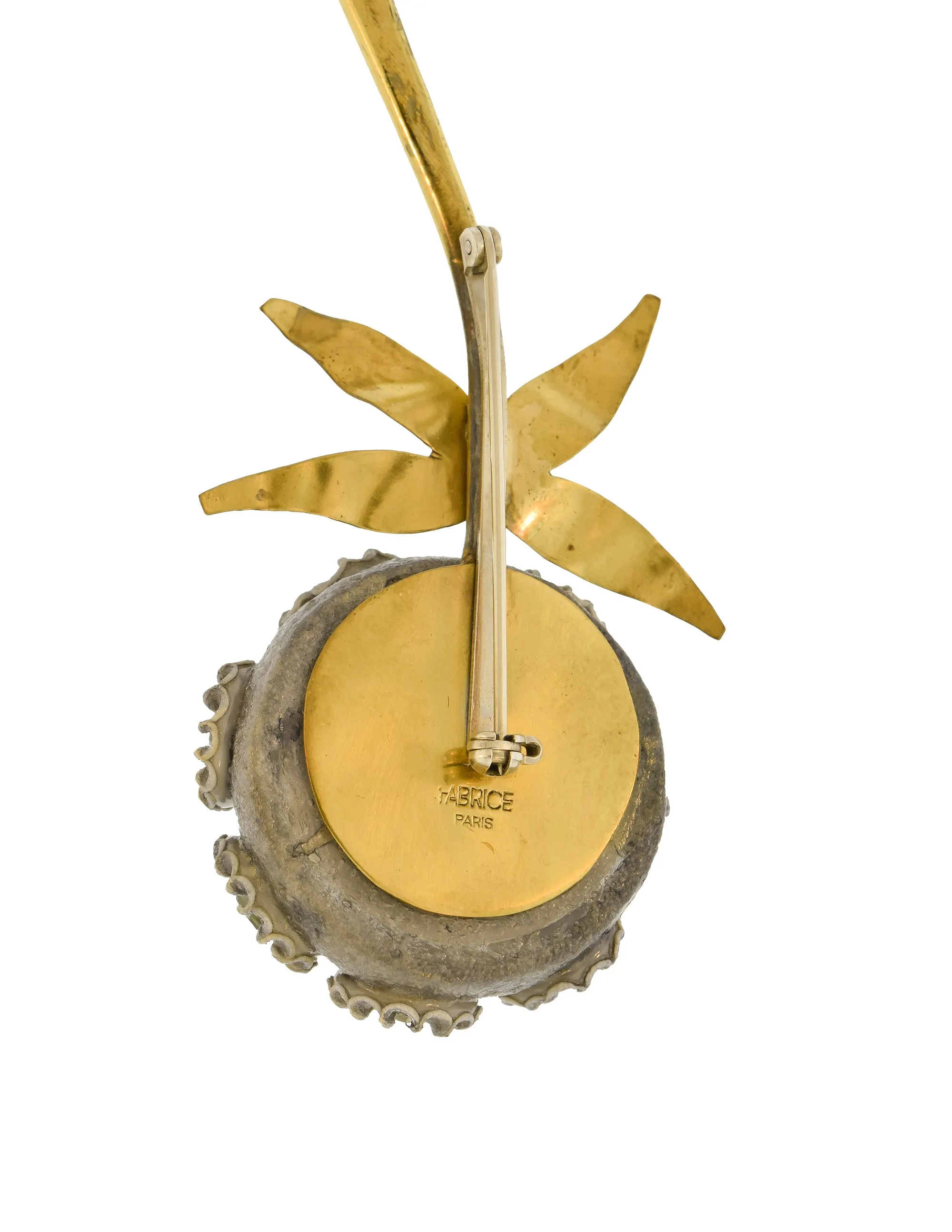 Fabrice Vintage Grey Brass Dandelion Flower Brooch Pin