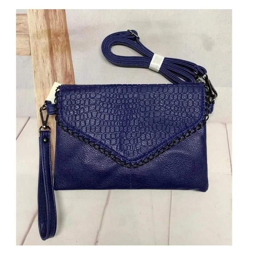 Faux Leather Crocodile Crossbody Evening Bag
