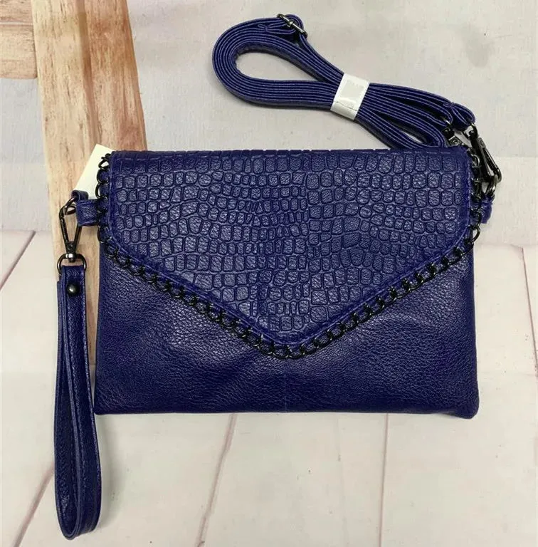 Faux Leather Crocodile Crossbody Evening Bag