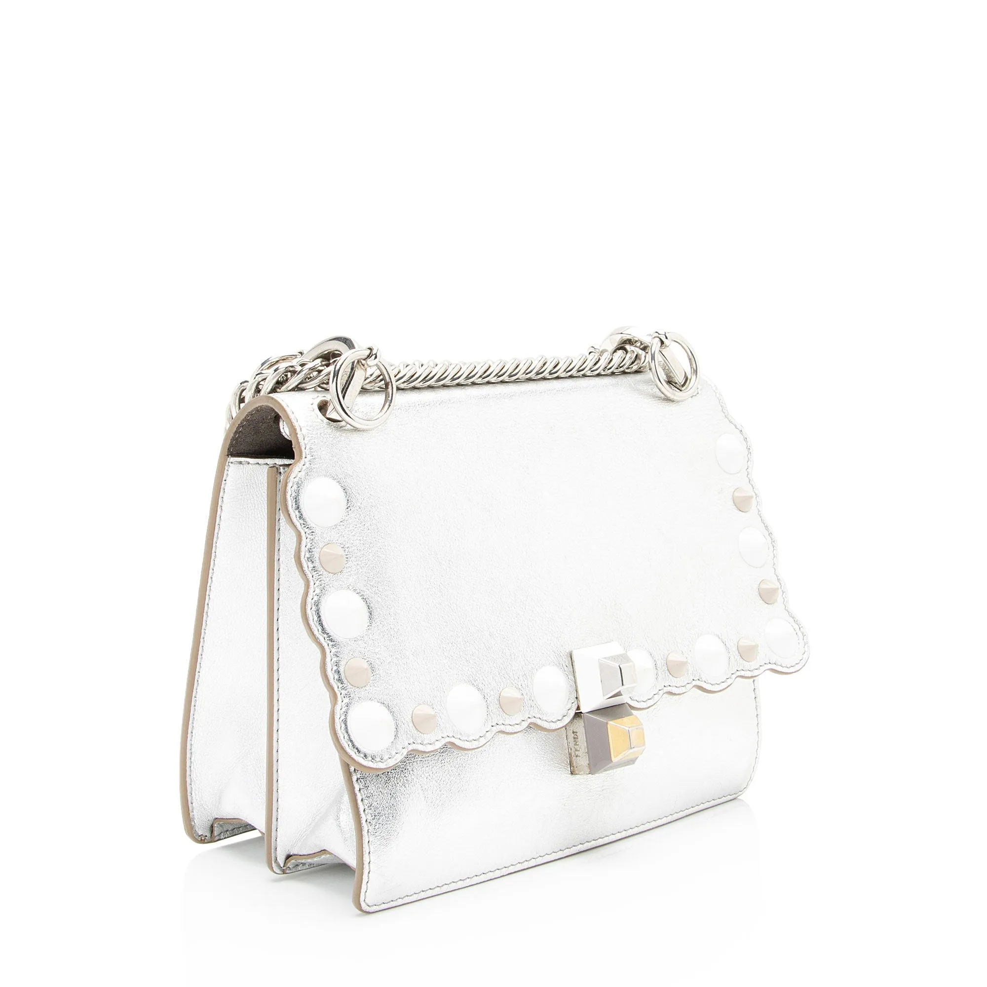 Fendi Metallic Studded Vitello Kan I Small Shoulder Bag