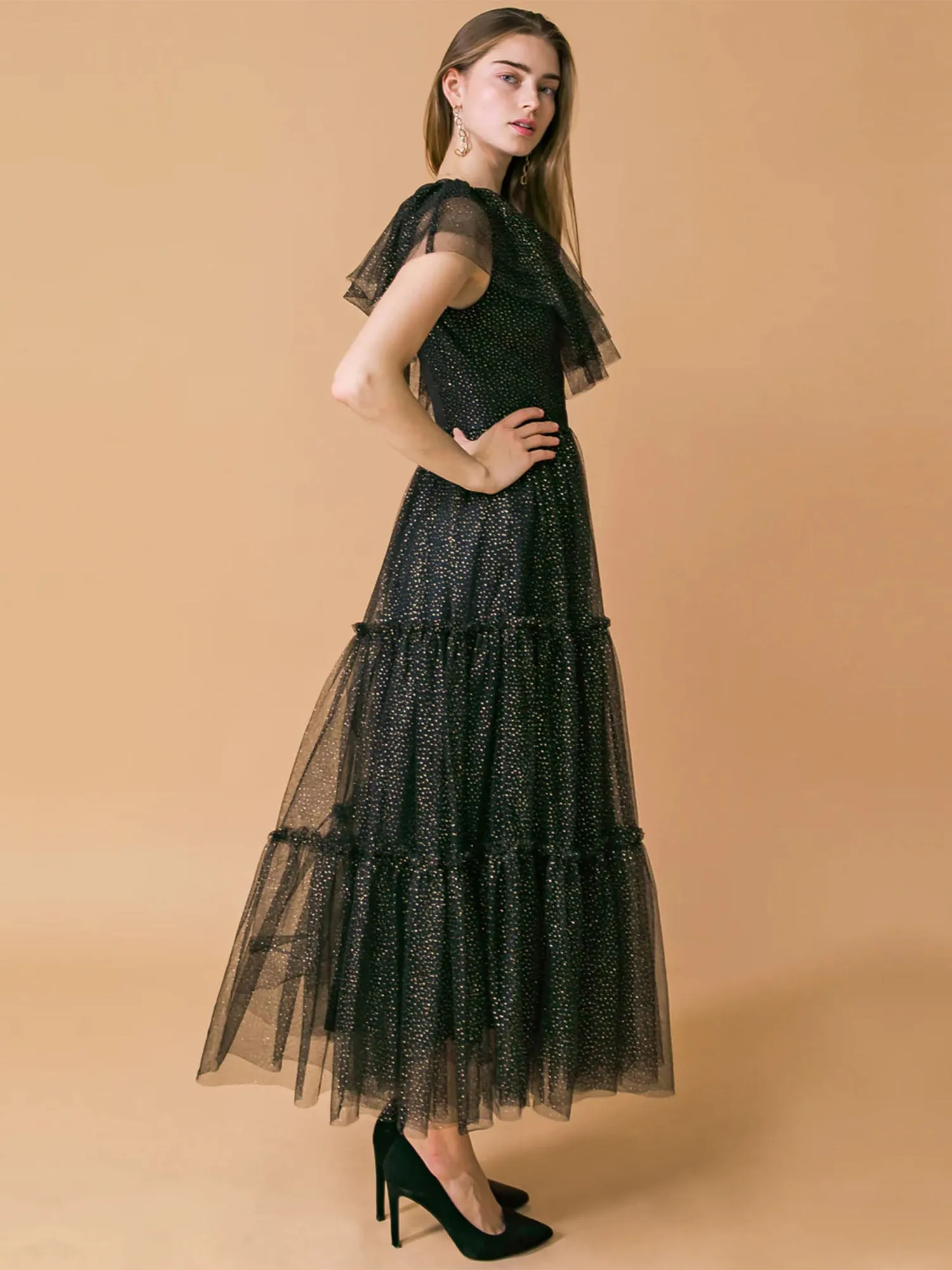 Flying Tomato One Shoulder Glitter Tiered Dress - Brands We Love