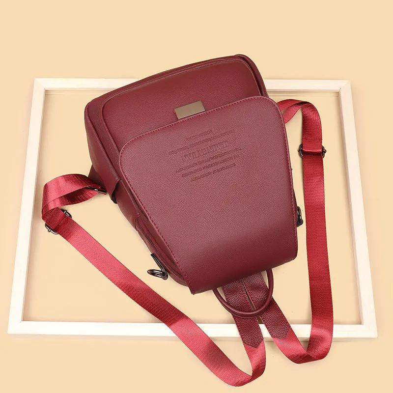 Folding Soft Leather Backpack