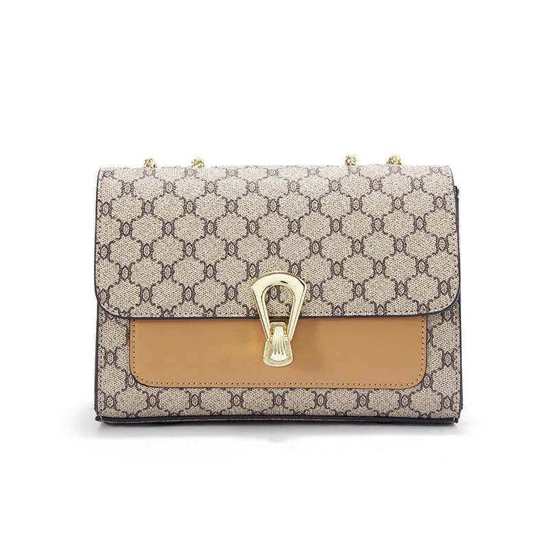 FOXER Chain Flap Bag Vintage Shoulder Bag 2023 Monogram Women Travel Crossbody Bag PVC Material Lady Mini Shopping Messenger Bag