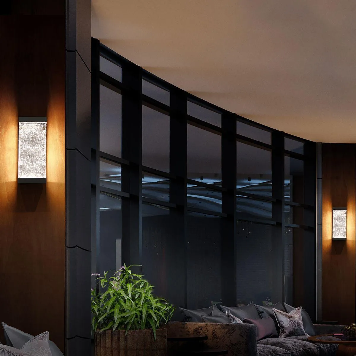 Fusion 14 in. LED Outdoor Wall Sconce 227 Lumens 3000K Black Finish