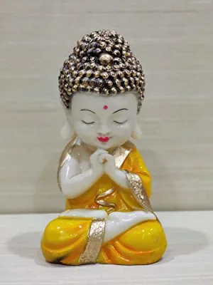GiftNagri Buddha Monk Statue Figurines Showpiece for Wall Shelf Table Desktop Living Room Decoration Home Office Decor (Yellow Color)
