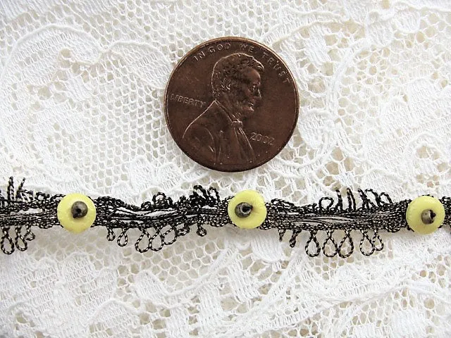 GORGEOUS Antique French Gold Metal Metallic Bronze Bullion Passementeries Metallic RibbonTrim Picot Edges Victorian Sewing Supply Dolls