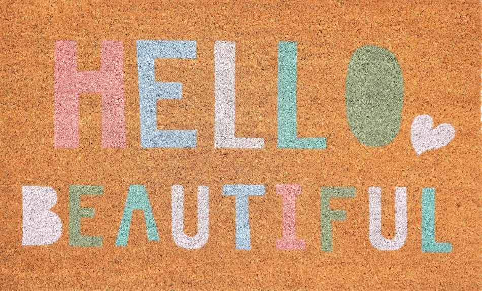 Hello Beautiful Doormat Colourful
