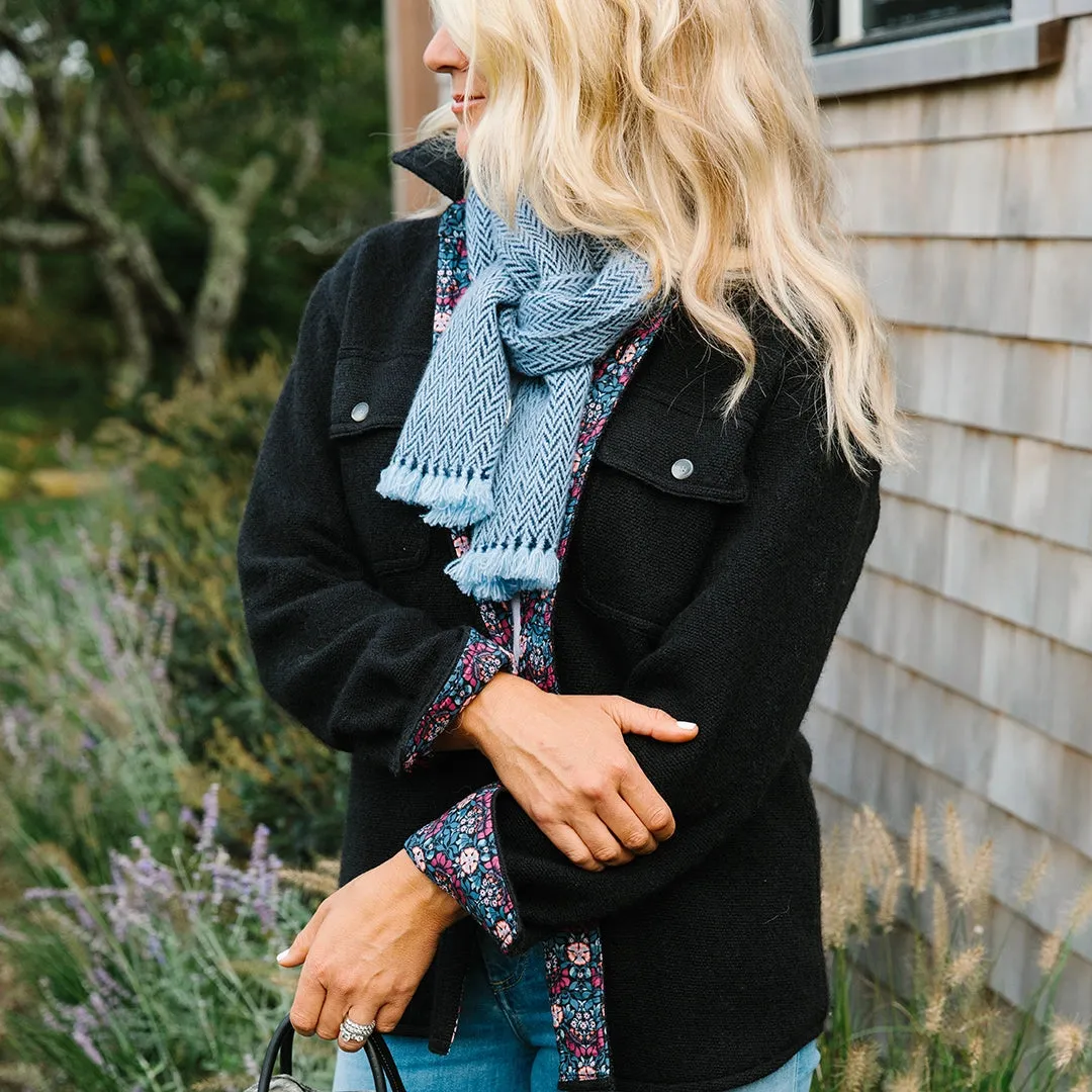 Hera Navy Blue Handwoven Cashmere Scarf