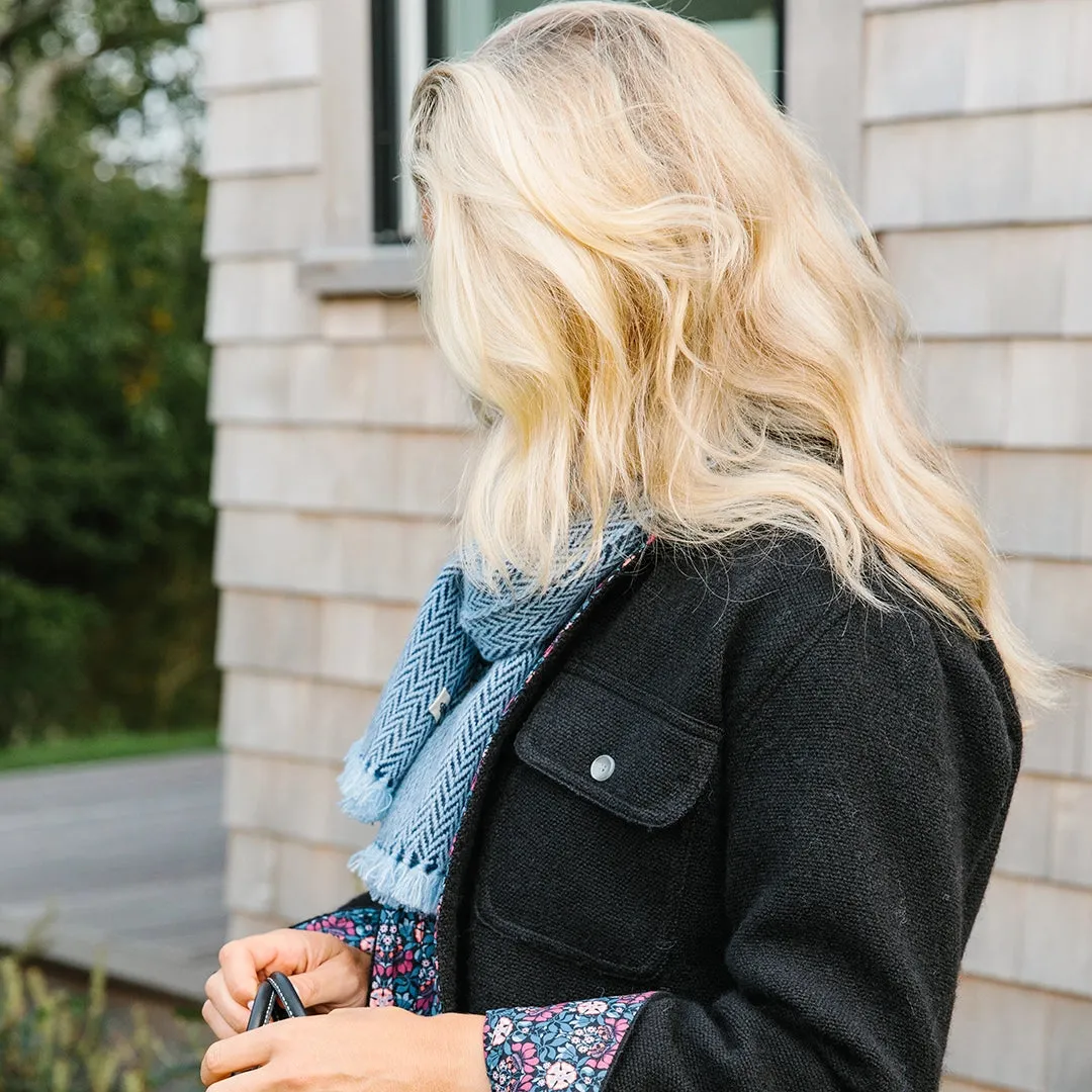 Hera Navy Blue Handwoven Cashmere Scarf