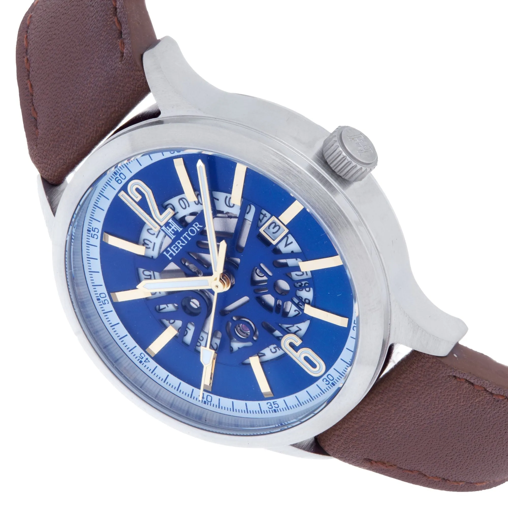 Heritor Automatic Dayne Leather-Band Watch w/Date