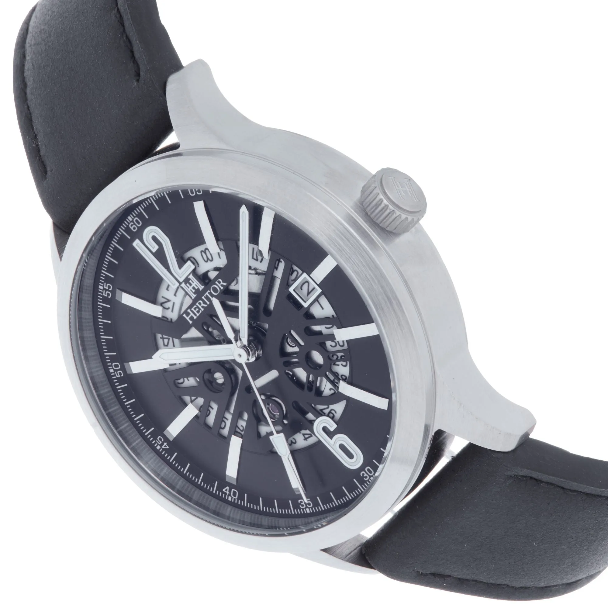 Heritor Automatic Dayne Leather-Band Watch w/Date