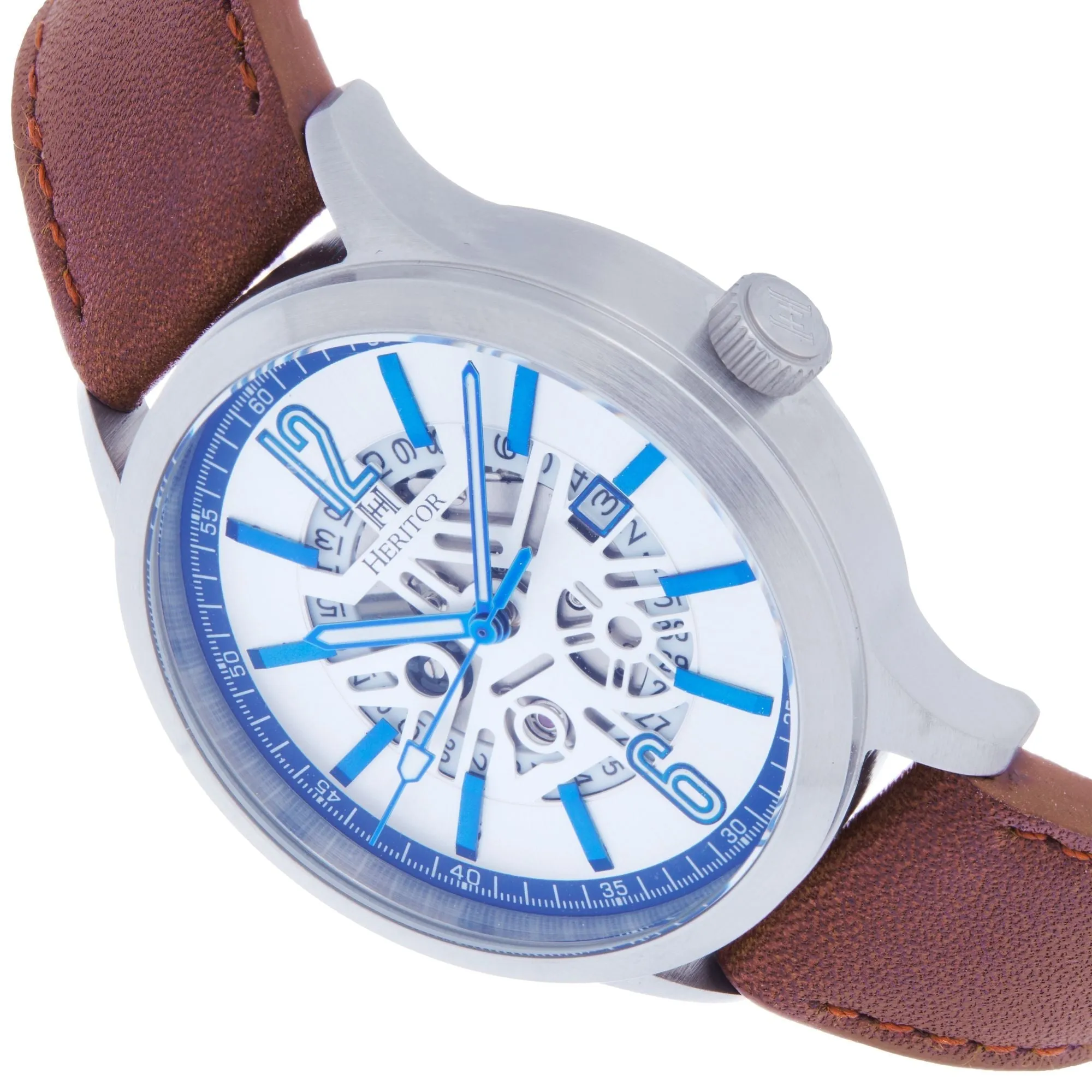 Heritor Automatic Dayne Leather-Band Watch w/Date